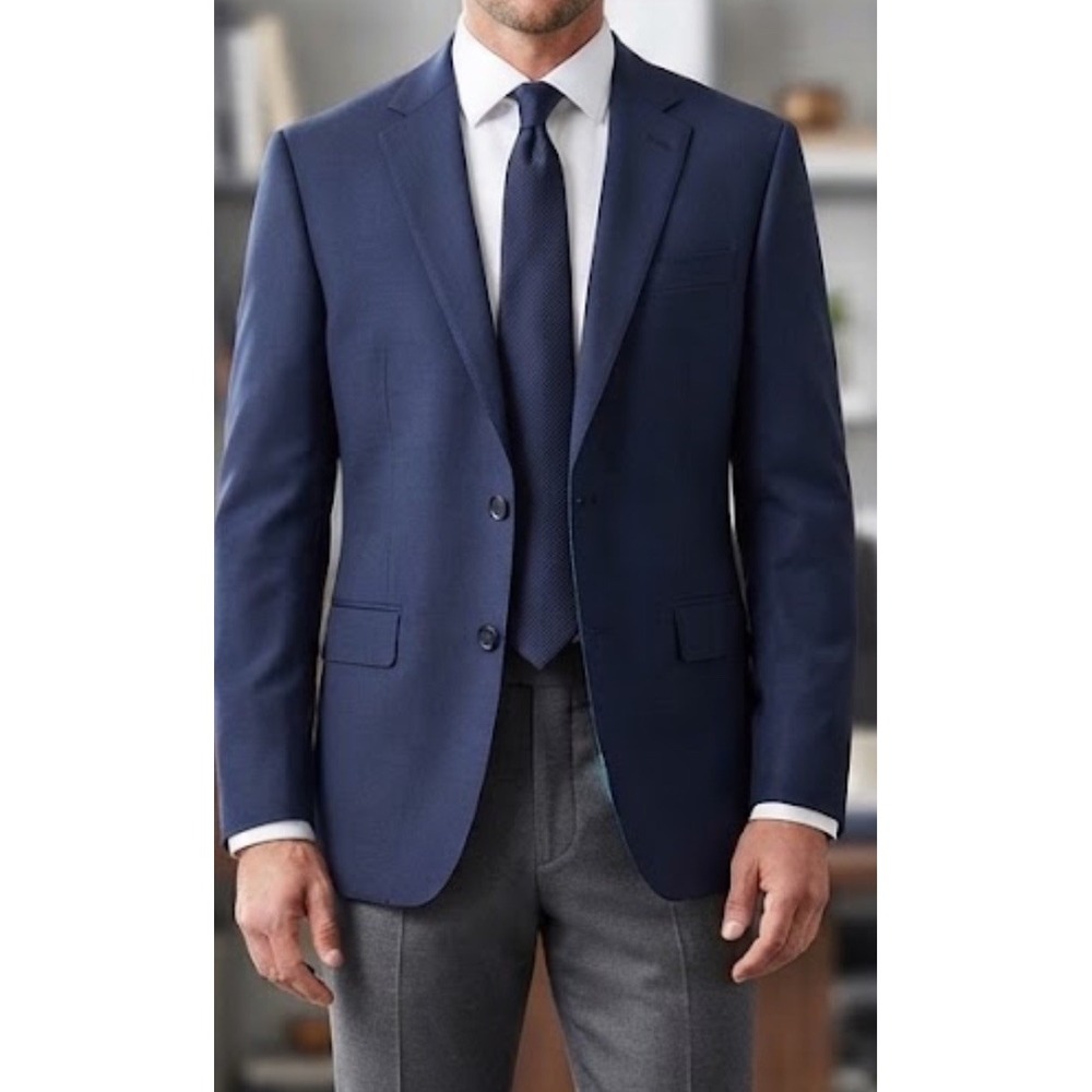 Charles Tyrwhitt Mens Blue Wool Blazer Suit Jacket 38R Office Business Classic